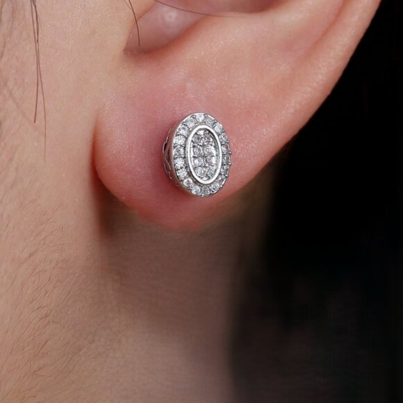 925 Sterling Silver Womens 2ct Diamond Oval Stud Earrings Ladies New Jewelry
